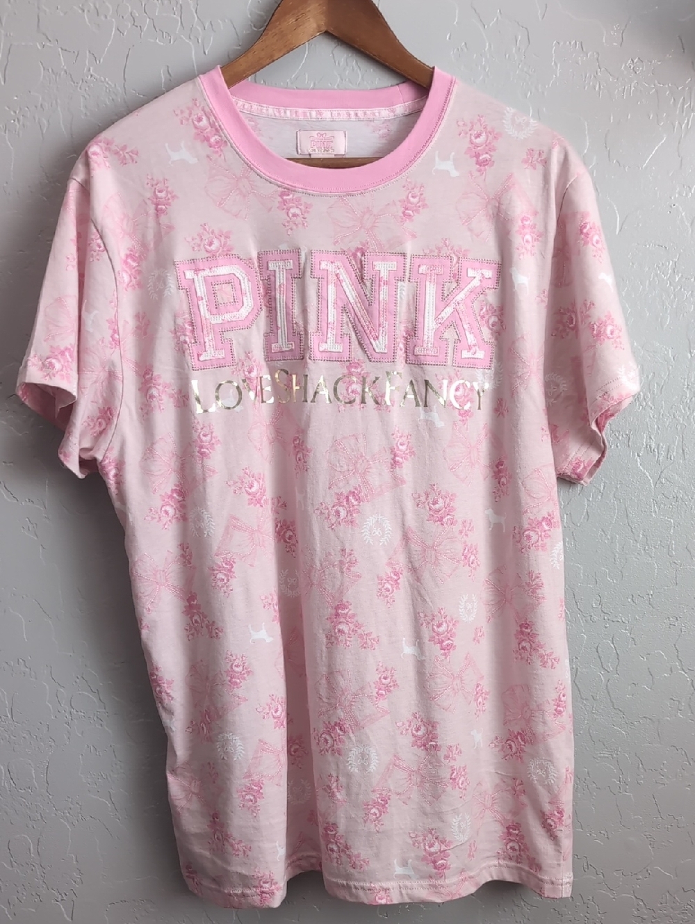 PINK Victoria's Secret  Love Shack Fancy CAMPUS COTTON TEE Limited Edition